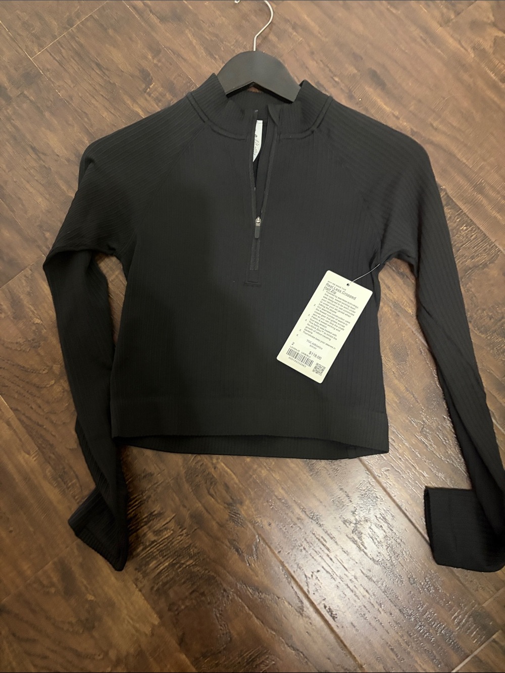 Lululemon Rest Less Cropped Womens Black Half-Zip Long Sleeve Top